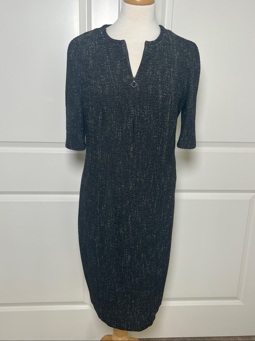 Akris Punto Black Tweed Dress Size 10